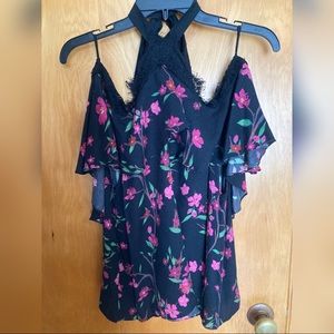 Alice and Olivia floral cold shoulder top